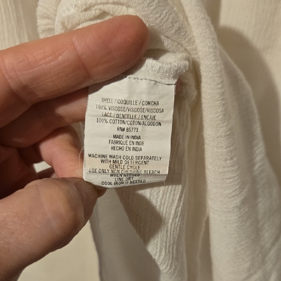 O'Neill Small Cream 3/4 Sleeve Ruffled Blouse Country Coastal - Picture 8 of 8